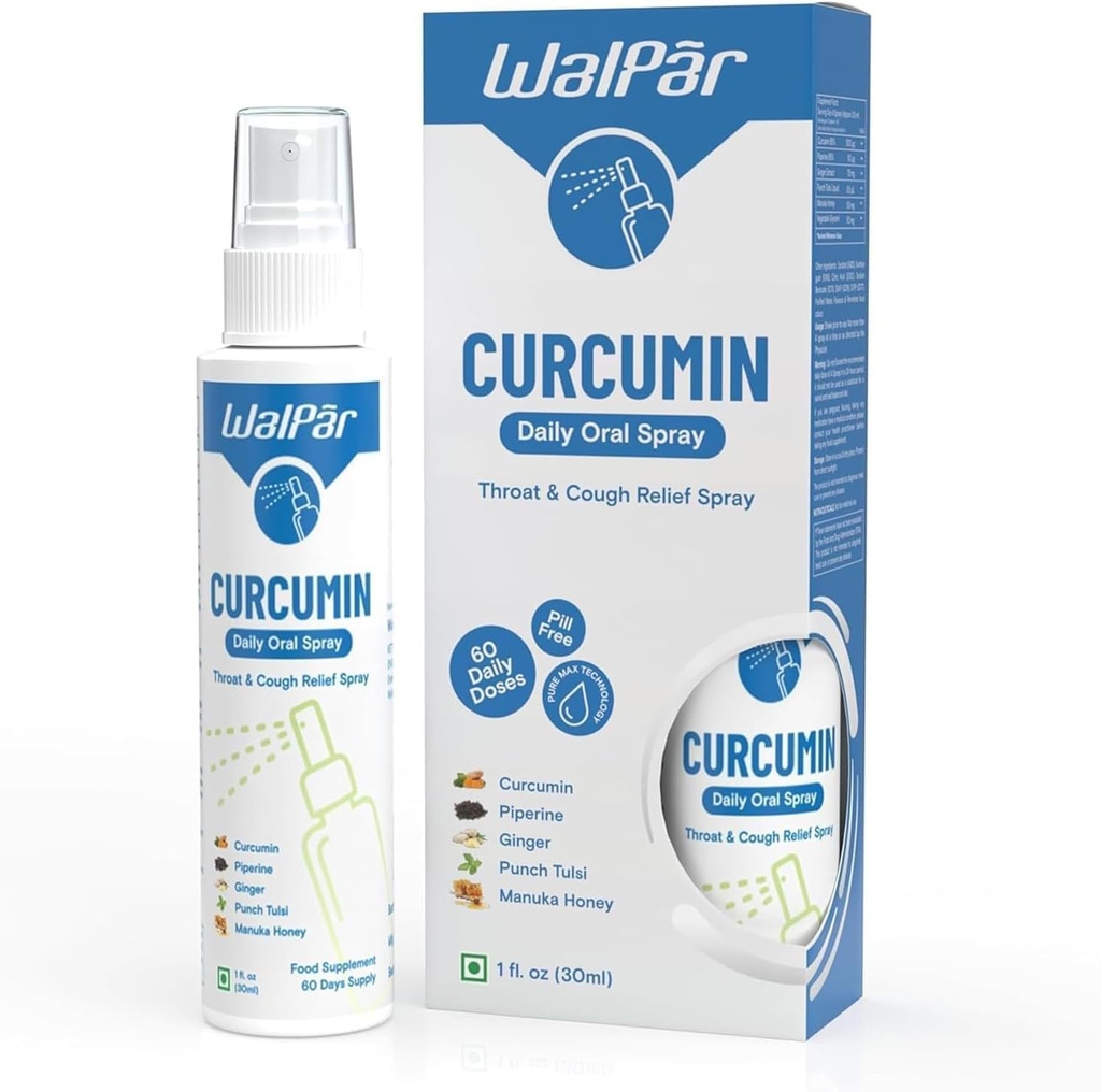 Curcumin Oral Spray - Natural Blend kanssa Curcumin, Piperine, Ginger Extract, Punch Tulsi, ja Manuka Honey 30ml 1 fl. oz 60 päivän tarjonta