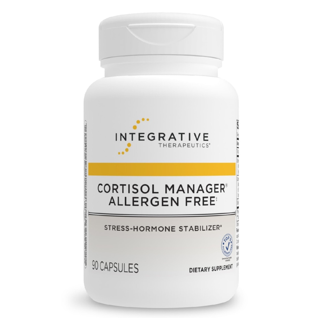 Integratiivinen Therapeutics Cortisol Manager Allergen Free - Lisämunuaisten terveys tuki täydentää terveen stressin vaste * - Vegan, ei- meijeri & Gluteeniton - 90 kapselia (45 tarjoilua)