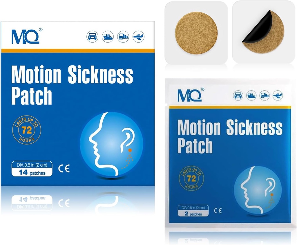 MQ 84ct Motion Sickness Patches Non Drowsy, Sea Sickness Patches för Cruise Travel Essentials, vattentät patch bakom örat för bilflygplan Altitude Sickness, Lång sist 72H