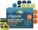 Cliganic Mosquito hylkivä rannekoru Stickers Pack lapsille & aikuisille Multi väri, luonnollinen DEET-vapaa, Essential Oil infused 20 Bands 30 Patchs, Citronella Scent (50)