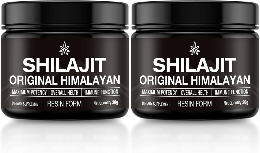 Shilajit Pure Himalayan Organic Shilajit Hartsi Gold Grade 100% Pure Shilajit miehille & naisille, joilla on Fulvic Acid, 85+ Trace Minerals, Lab Test for Energy, Immuno Support, 30 Grams (2 Pack)
