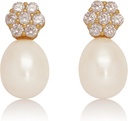 18K Gold Plated Sterling Silver Stud Vaaleanpunainen viljelty helmi Drop korvakorut