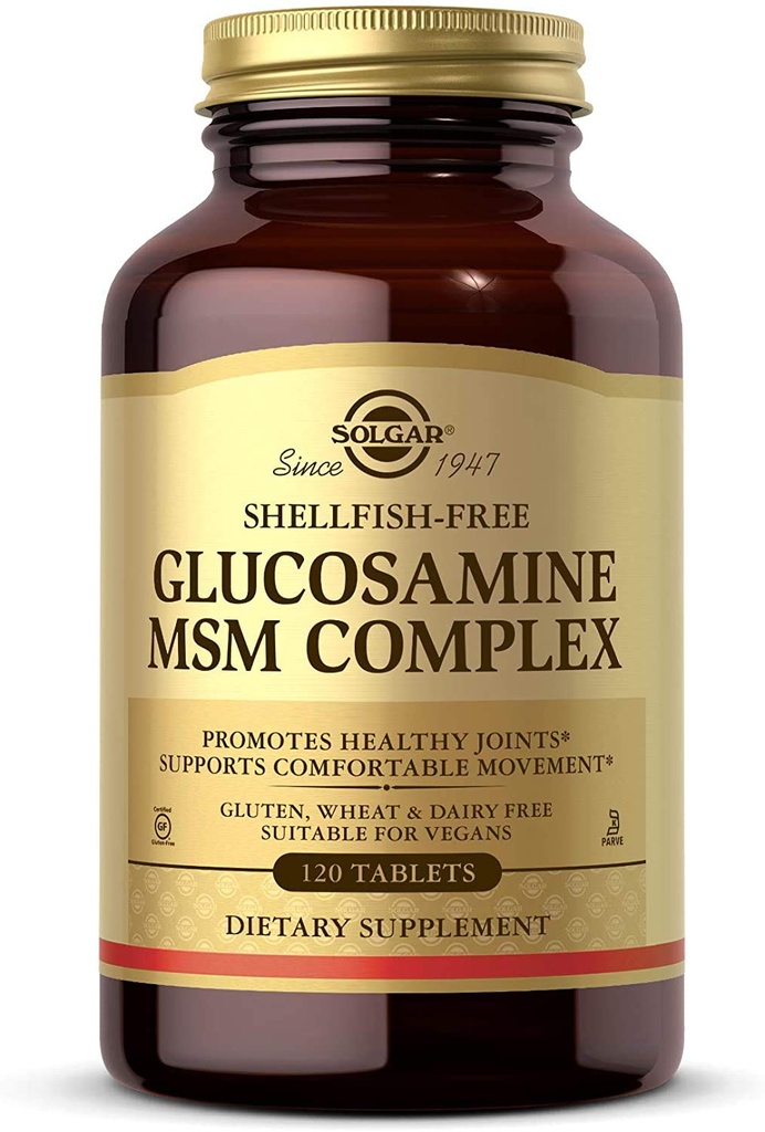 Solgar Glucosamiini MSM Complex, 120 tablettia - edistää terveellisiä niveliä - tukee valikoima liike & joustavuus - tukee kollageeni - kuoria - gluteeniton, maitotuotteeton, Kosher - 40 tarjoilua
