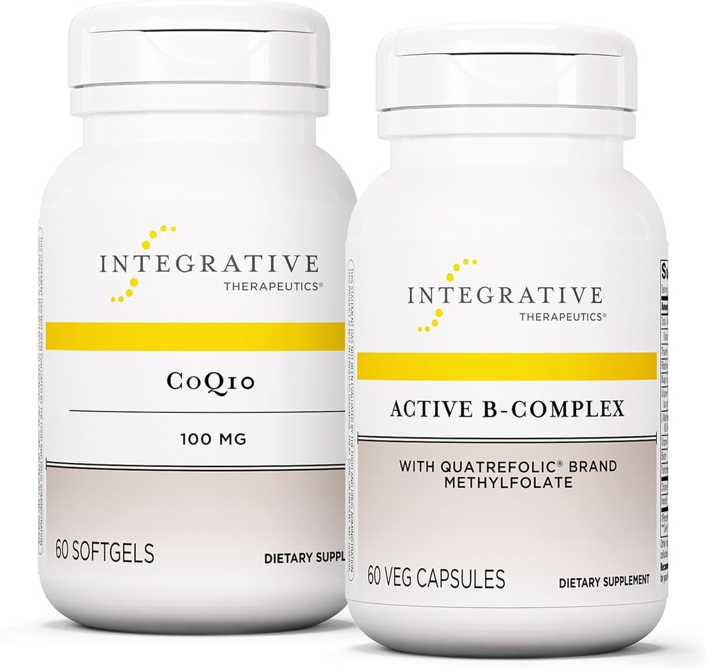 Integrativ terapeutik Bundle med aktiv B-Complex, 60 kapslar & Q10 (100mg), 60 Softgels - Aktiv B-Complex för att stödja energimetabolism * - Q10 för att stödja hjärt- och hjärnhälsa *
