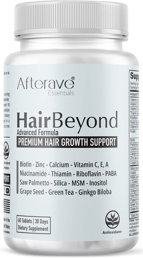 HairBeyond Advanced hiusten kasvua Formula parantaa folllikle & scalp vahvuus vahvempi kasvu, hiustenlähtö suojaa, A-vitamiini, C, E, B Complex Saw Palmetto Silika Sinkki Kalsium Niacin Thiamin Biotin