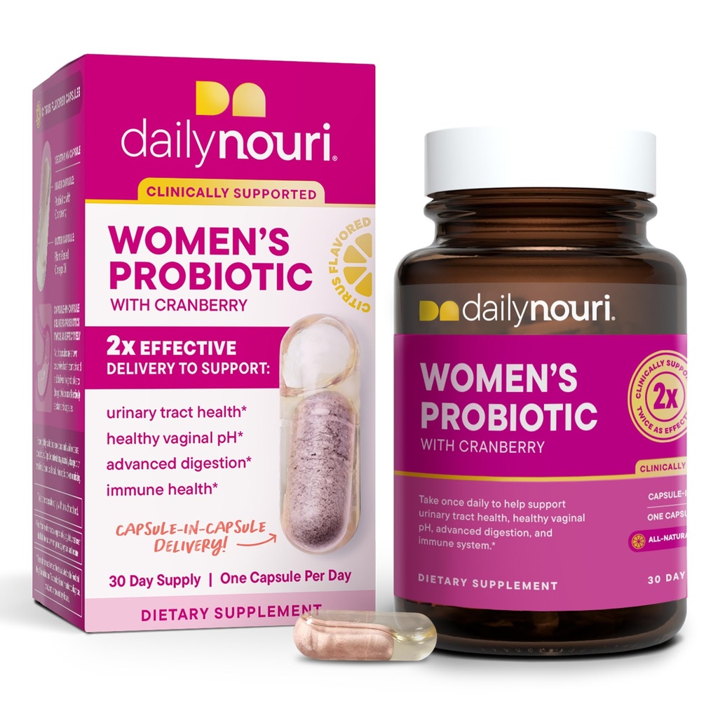 Päivittäinen Nouri Probiootit naisten emättimen terveys + virtsateiden tuki emättimen pH & Microbiome Balance ... 5 Kliinisesti tutkittu kanta + karpalo & Omega 30 päivän toimitus