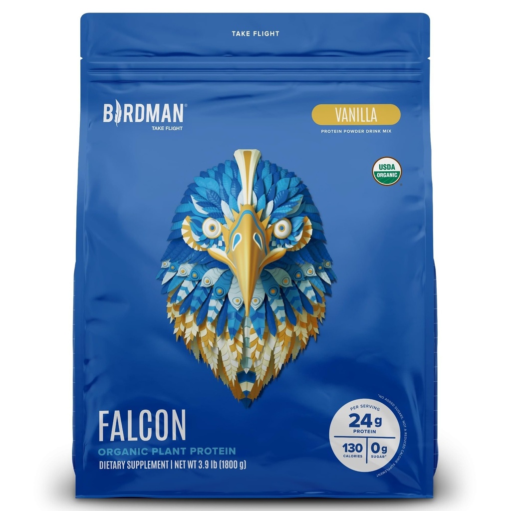 BIRDMAN Falcon Vegan Protein Powder Organic, Stevia & Sugar Free, Plant Based Protein, Low Carb, Dairy Free, Keto, Non Whey Protein, Probiootti, Pea Protein ...