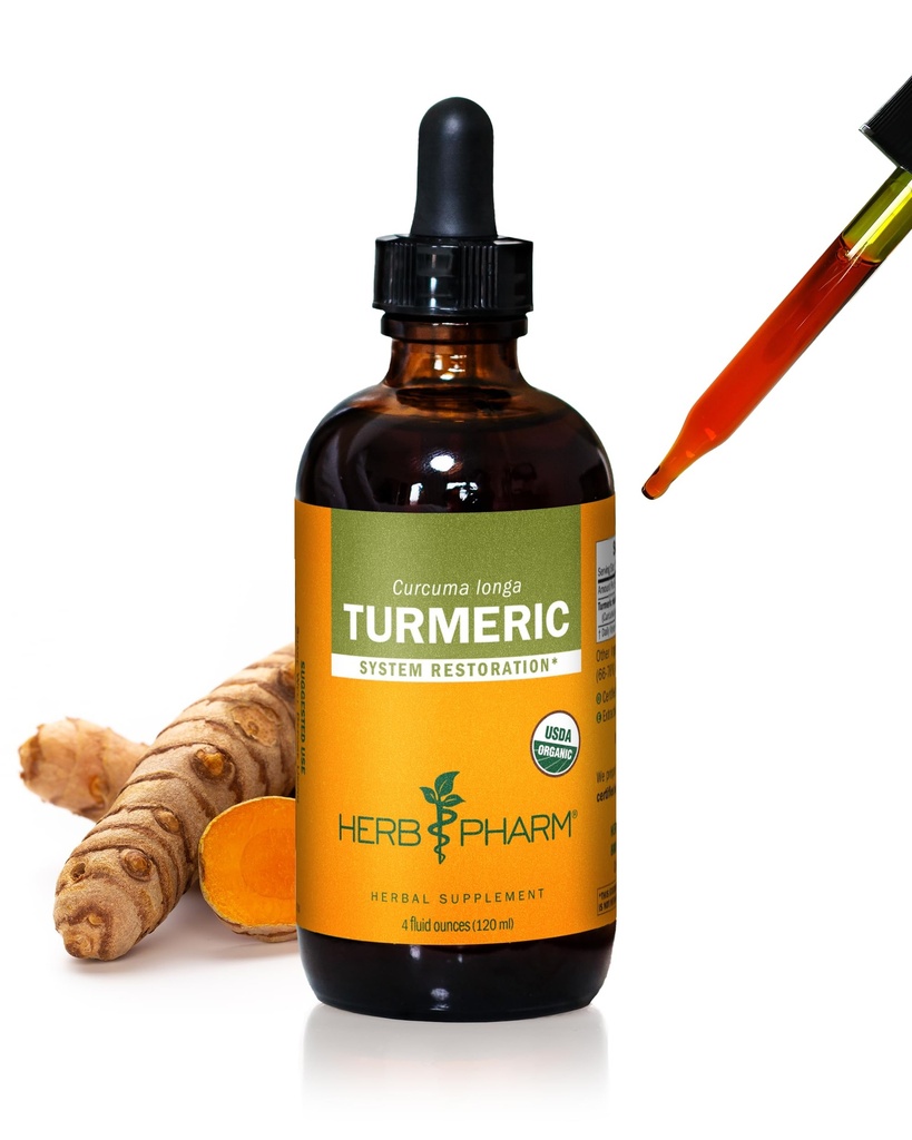 Herb Pharm Certified Organic Turmeric Root Liquid Extract för Musculoskeletal System Support - 4 oz