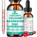 Kalsium Magnesiumsinkki D3, jossa on rauhallinen magnesium Glycinate Plus Ashwagandha, L-Theaniini, nestemäinen kalsium D3-vitamiinilla ja magnesiumlisä immuuni-, luu-, lihas-, mieliala- ja unitukeen