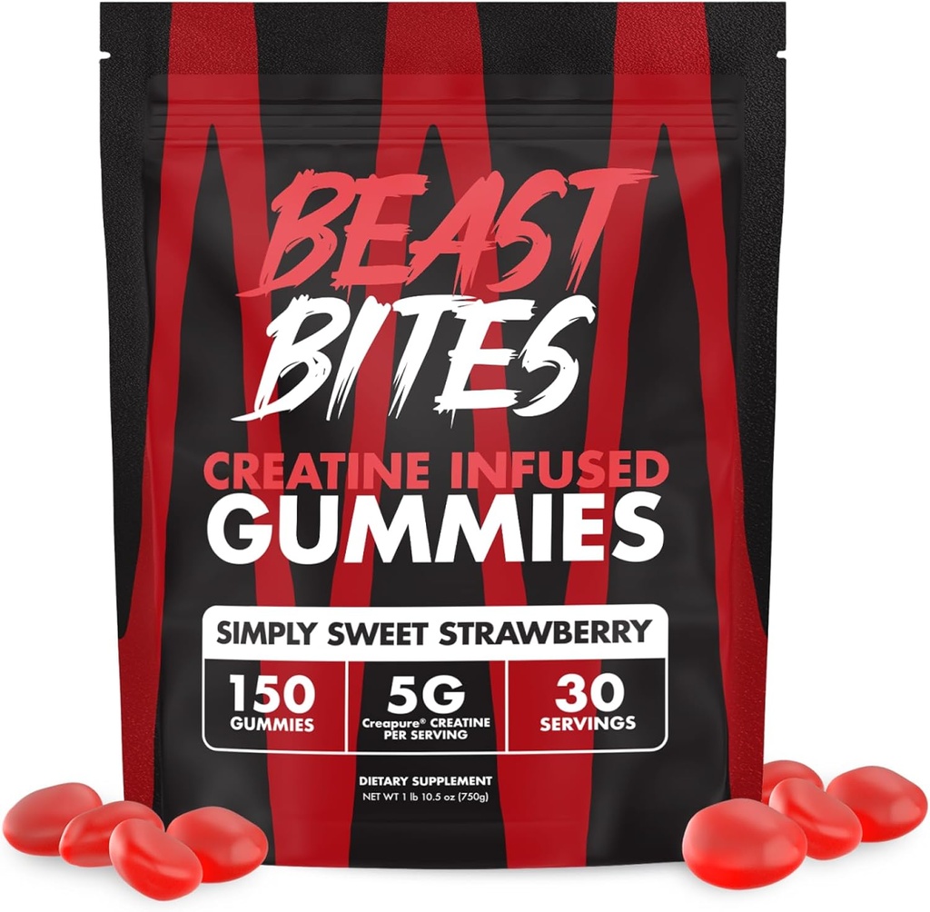 BEAST BITES - Creatine infused Gummies - 5g Creapure Creatiini Monohydraatti per Serving - NSF Certified for Sport - 30 Palvelimet