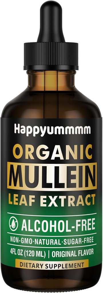 Müllein Drops for Lungs Cleanse,Vegan Mullein Leaf Extract Tincture with klorofylli, Support Immuuni, Hengitys - 4 fl oz (120 ml)