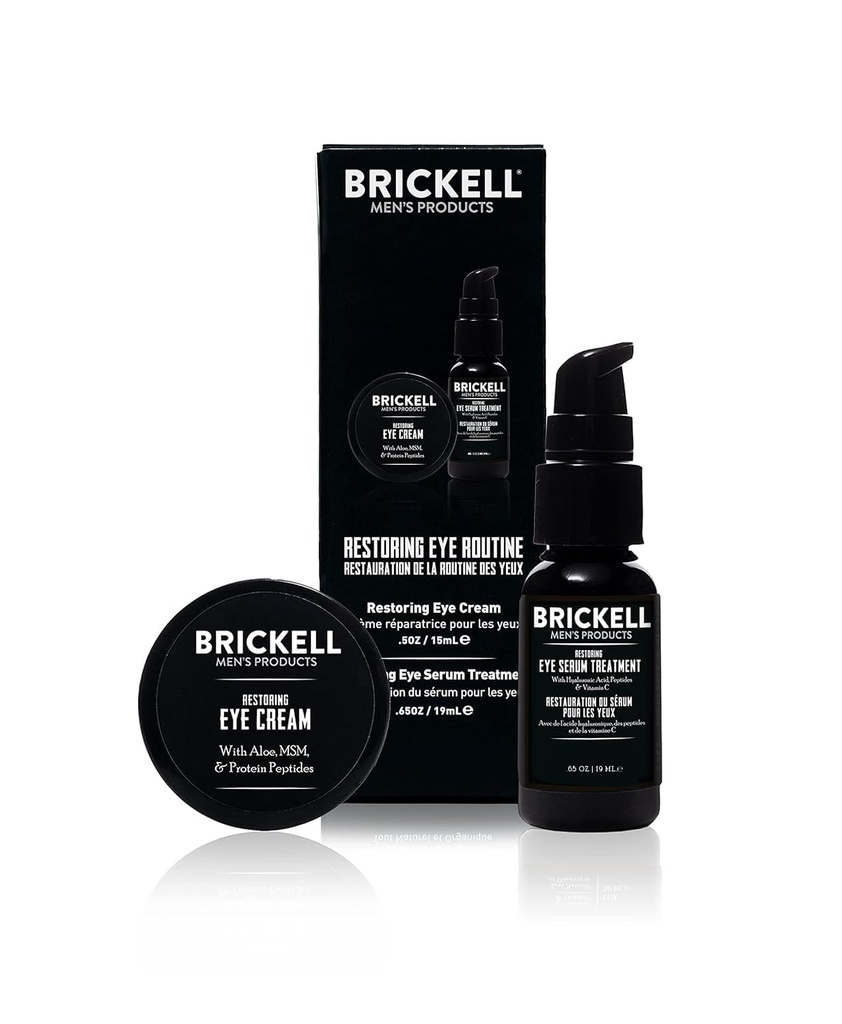 Brickell Mäns återställande Eye Routine för män, Eye Cream och Serum för män, naturlig och organisk, oscentad, Mäns hudvårdspresentuppsättning
