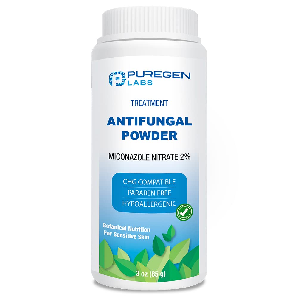 Puregen Labs Antifungal Powder med 2% Miconazole Nitrate för vanliga svampinfektioner inklusive atletens fot, Jock Itch och Ringworm, Talc Free, 3 oz (85g)