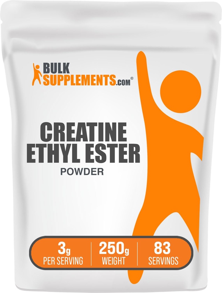 BulkSupplements.com Creatiini Etyyli Ester HCl Powder - Creatiini Supplement, Creatiini Etyyli Ester Powder - Mautonta & Gluteenitonta, 3g per tarjoilu, 250g (8.8 oz) (Pakkaus 1)