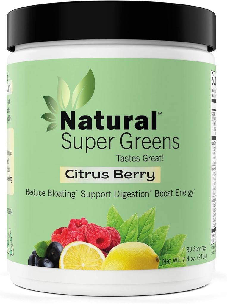 Super Greens Powder Organic| Green Supplements| Great Tasting Fruits and Vegetables Juice & Smoothie Mix Probiotics & Digestive Enzymes & Chlorella (Citrus Berry)1 objekt,7.4 Ounce