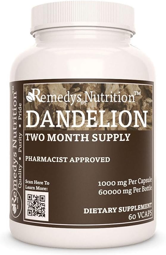 Remedy ravitsemus Voikukka juuri . 1000 mg, 60 vegaaninen kapselit kasviperäisten ruokavalio täydentää.