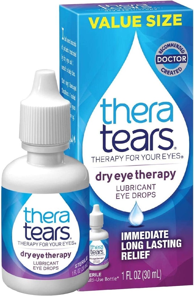 TheraTears Dry Eye Therapy Lubricant Eye Drops Twin Pack (2 x 30 ml pullo) + 1,0 Fl Oz pullo