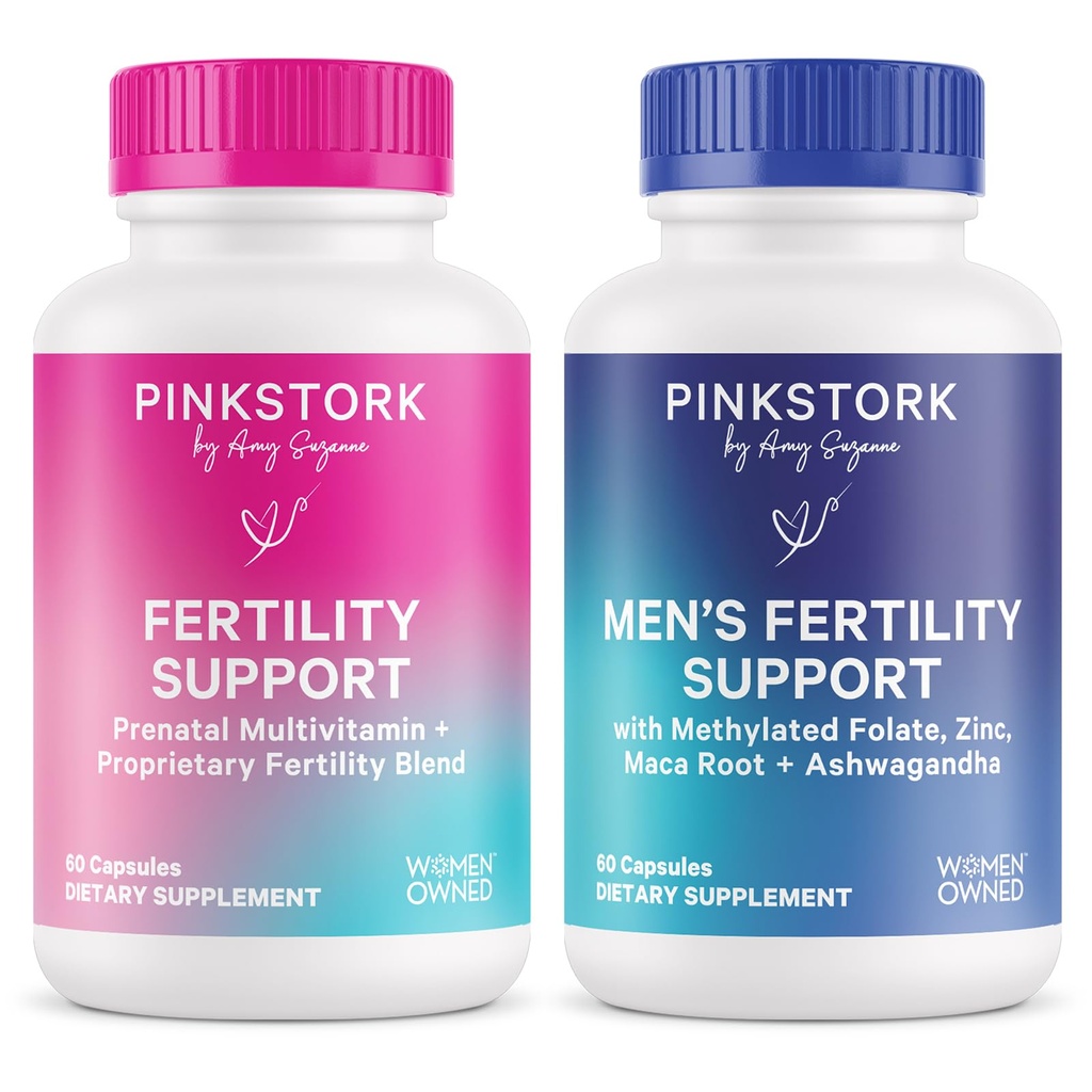 Pink Stork & Blue Stork Hänen ja hänen hedelmällisyytensä Solmio: Hedelmällisyys täydentää naisten, hedelmällisyys täydentää miesten, hedelmällisyyttä prenataali vitamiini, Vitex, Inositoli, Folaatti, B6-vitamiini, 60 kapselia
