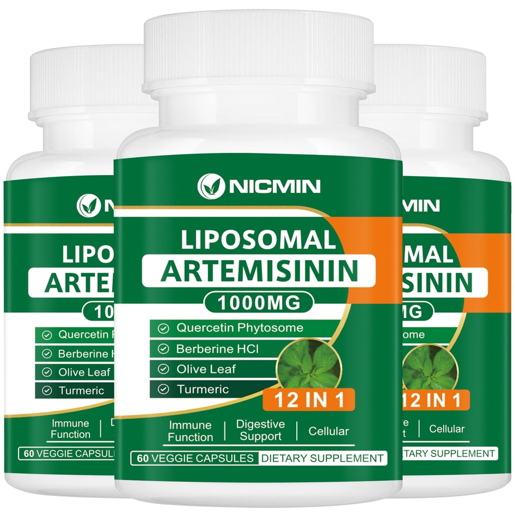 Liposomal Artemisinin Supplement 1000mg, Sweet Wormwood Extract med 200mg Quercetin Phytosome, Maximum Absorption för antioxidant 180 kapslar