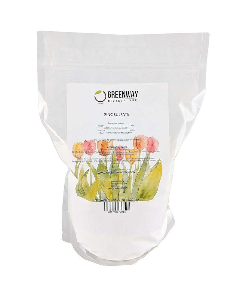 Greenway Biotech, Inc. Sinkkisulfaattijauhe 35,5% Monohydraatti Plus 16,5% Rikki (5 puntaa)