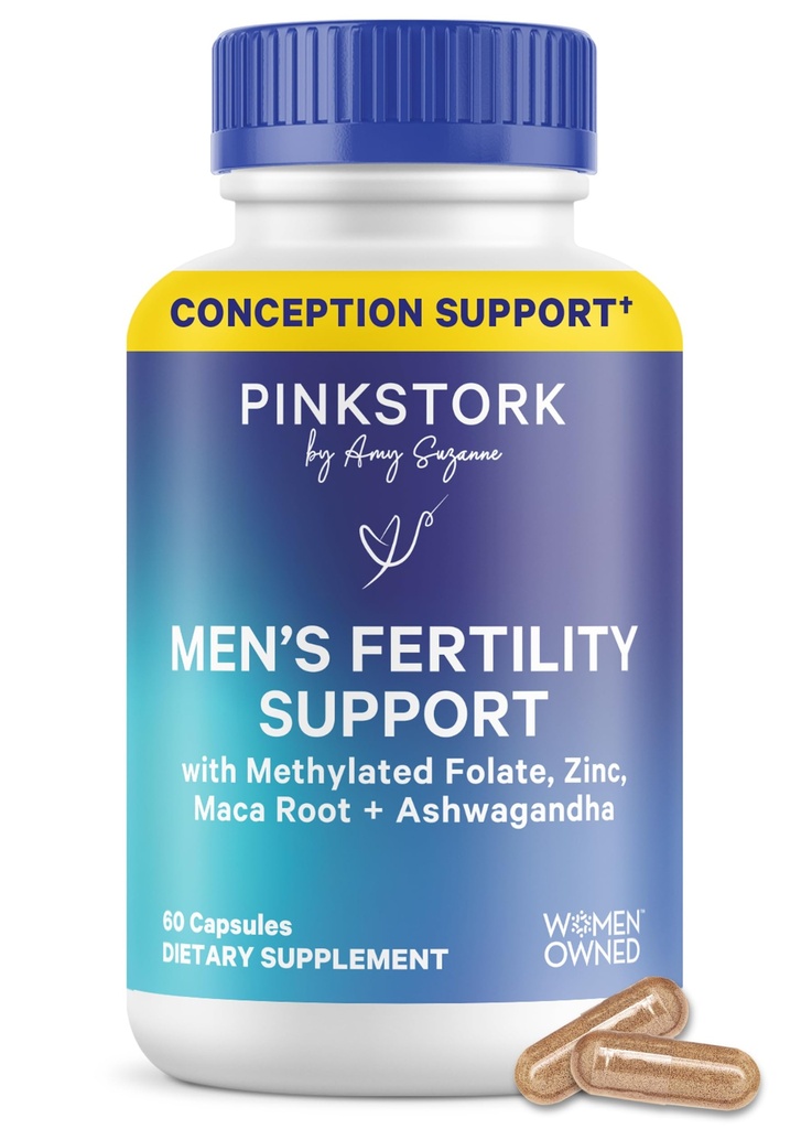 Sininen Stork Hedelmällisyys Lisäravinteet miehille - Tukee Conception hänelle - Mies Prenataali vitamiinit Maca Root, Ashwagandha, Folate, B12 - Siittiö Heath, Drive, Motiliteetti - 60 kapselia