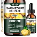 Triple Magnesium Complex Supplement, Magnesium Glycinate, Blend, Citrate Liquid Drops 1000 mg Ashwagandha, CoQ10, B6-vitamiini, C, D, Sinkki - Vegaani Ananas Flavor
