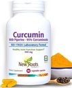 NEW ROOTTS HERBAL Turmeric Curcumin Supplement 500mg inkiväärien & Black Pepper Extract - 20x Parempi imeytyminen Kumariini kapselit 95% Curcuminoids & 95% Piperine (90 Veg kapselit)