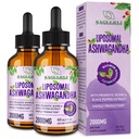 Liposomal Ashwagandha Liquid Drops 2000mg, Ashwagandha juuriuute Supplement (7% Withanolides) Black Pepper Extract & Probiootit Focus, Cognition & Energy - 4 FL.OZ (2 pullo)