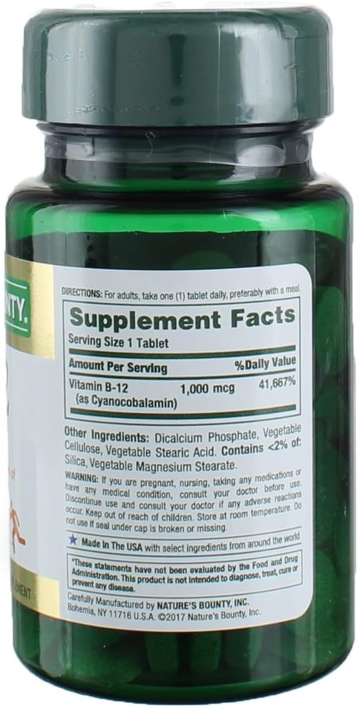 Luonnon Bounty-vitamiini B-12 1000 mcg Tabletit 100 ea (pakkaus 9)
