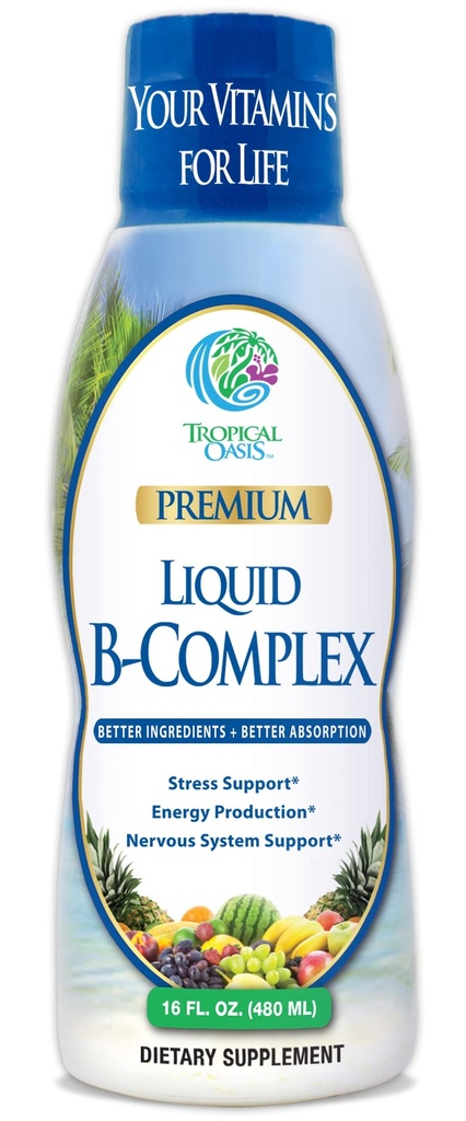 Premium Liquid B Complex Vitamiini Nopea Absorbing Liquid B- Complex täydennysosa w/ kaikki 8 B- vitamiinit, PLUS energizing kasviperäisten sekoitus w/ Ginseng, Ginkgo, ja Eleuthero juuri - Vegan, EI-GMO - 16oz, 32 Serv