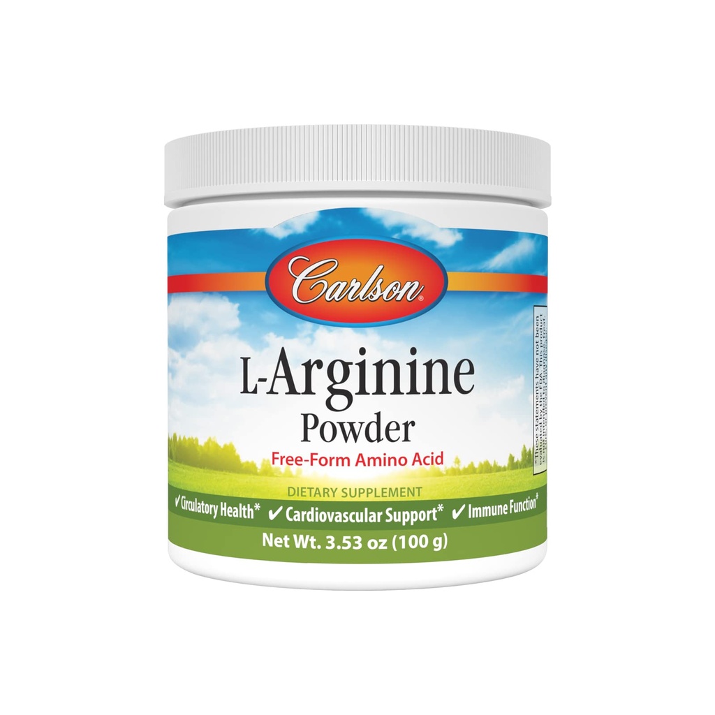 Carlson - L-arginiinijauhe, vapaa Aminohappo, Circulatory Health, 3.53 oz (100 g)