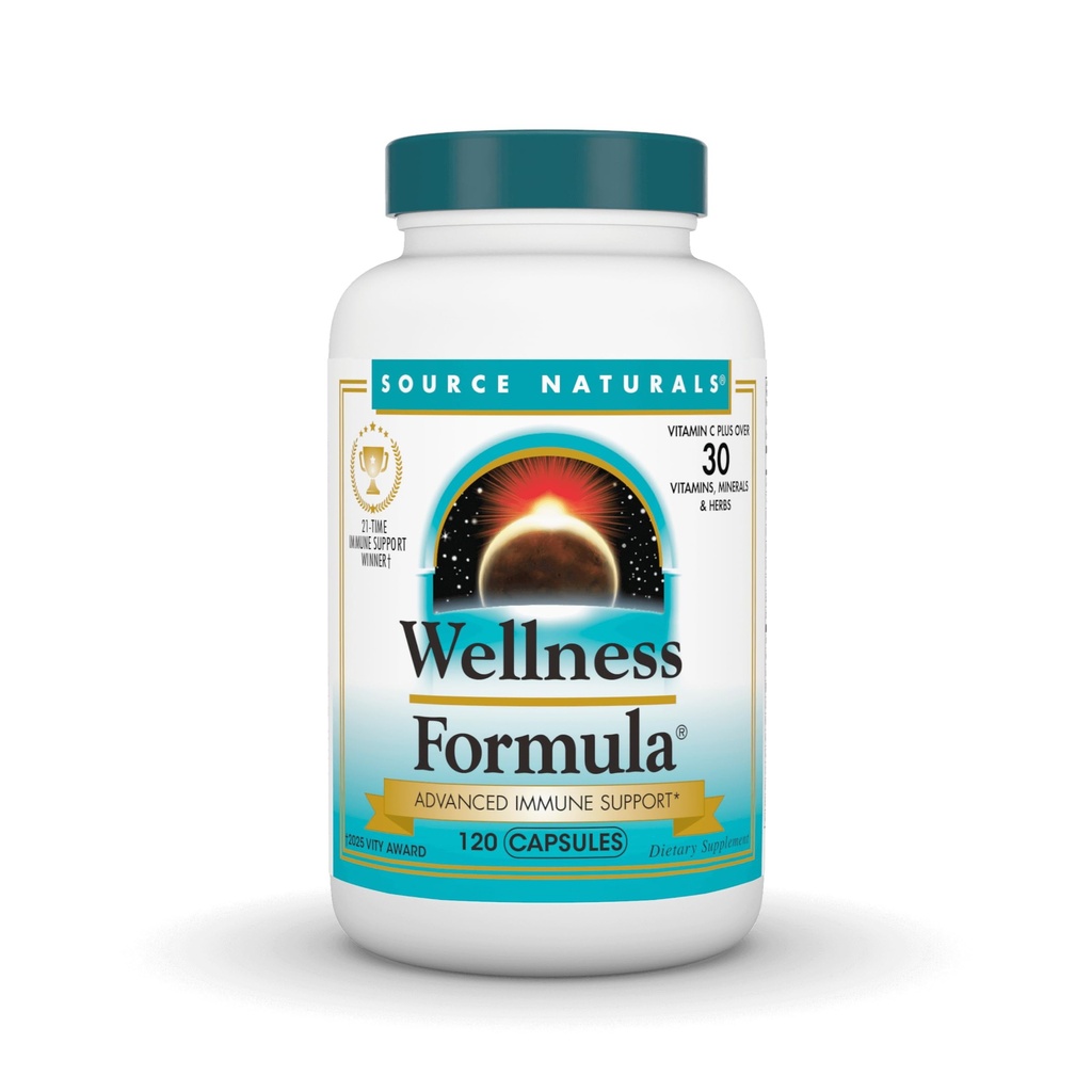 Source Naturals Wellness Formula, Advanced Immuno Support*, Bio-validoidut vitamiinit ja kasviperäisten puolustus - Immunomy System Support Supplement & Immunomy Booster - 120 kapselia