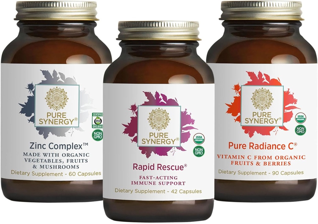 PURE SYNERGY välitön immuuni tuki Bundle ... Orgaaninen C-vitamiinin täydennysosa... Sinkki täydentää valmistettu koko elintarvikkeiden ...