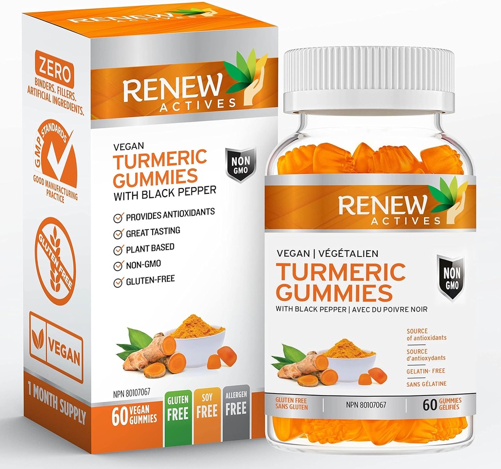 RENEW ACTIVE Svegan Turmeric 130MG per 2 Gummy Black Pepper tehostetun absorption 