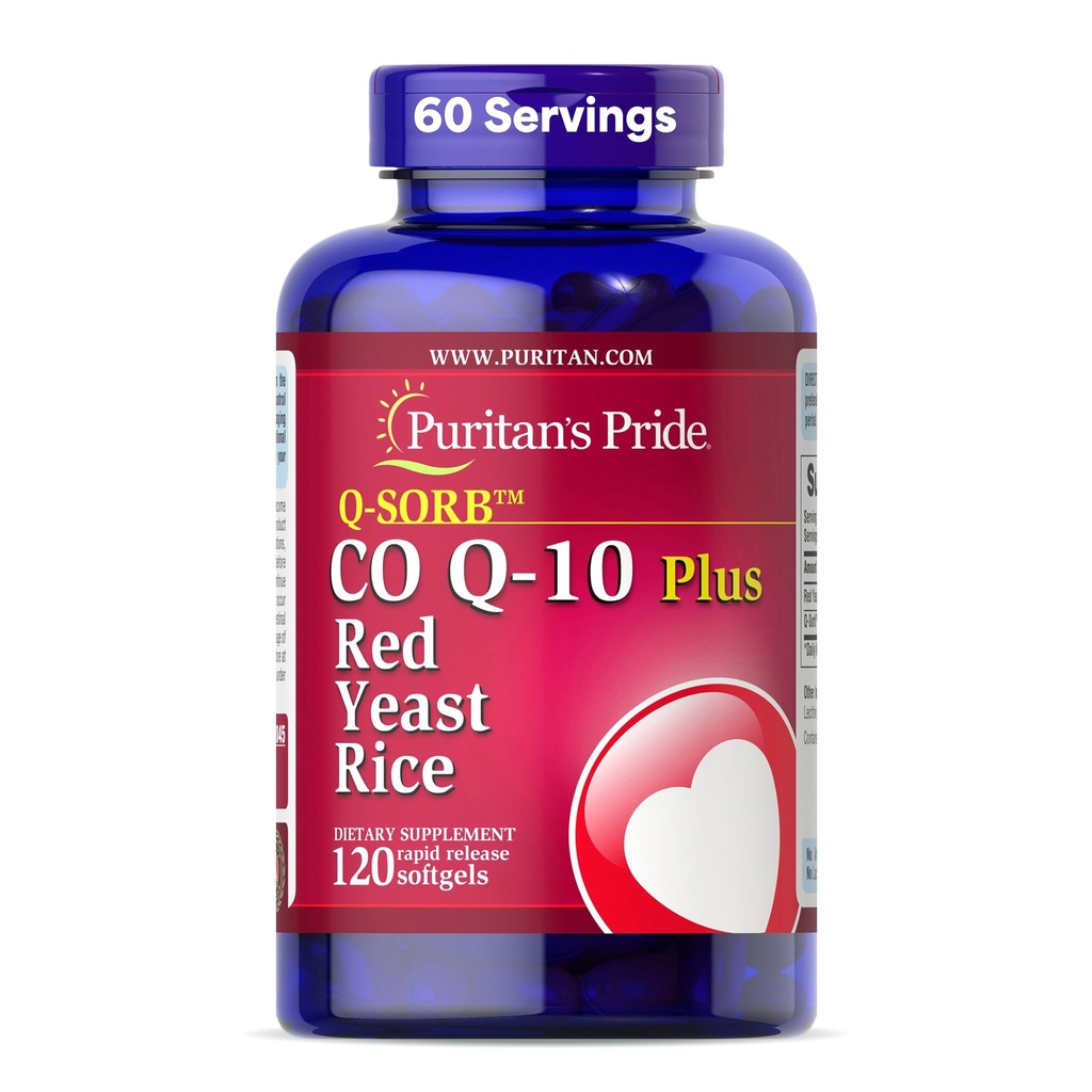 Puritanin Ylpeys Q-SorbTM Coenzyme CoQ10 Ravintolisä sydämen terveyttä, suun gum terveys, ja terve ikääntyminen tuki, Plus punainen riisi parempaan ruoansulatusta, 120 nopea julkaisu Softgels