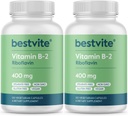 BESTVITE B-2-vitamiini (Riboflaviini) 400 mg (240 kasviskapselia) (120 x 2) - Ei stearaattia - Vegan - ei GMO:ita - Gluteeniton