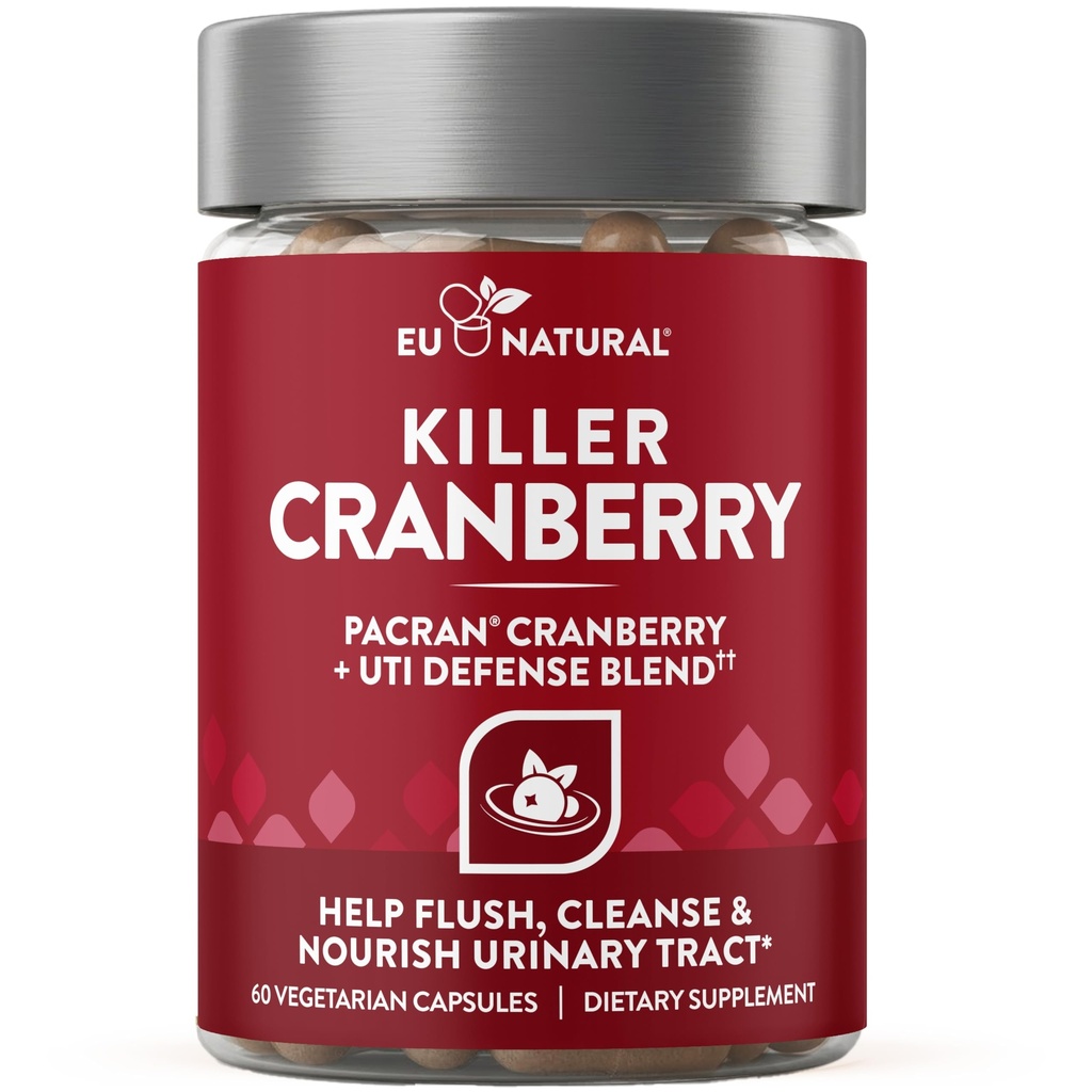 9-i-1 Killer Cranberry Pills för kvinnor - UTI Defense Blend med kliniskt studerade ingredienser - 9 Extract Urinary Tract Supplement - Pine Bark, Propolis, Vitamin D & More - 60 Fast-Acting Capsules
