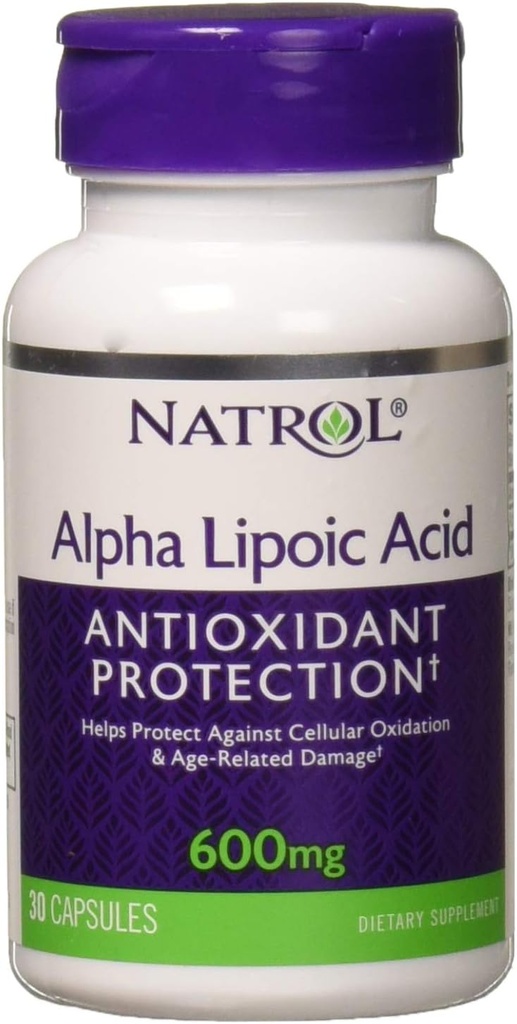 Natrol Alpha Lipoic Acid 600 mg, ravintolisä yleiselle hyvinvoinnille, 30 kapselia, 30 päivän toimitus