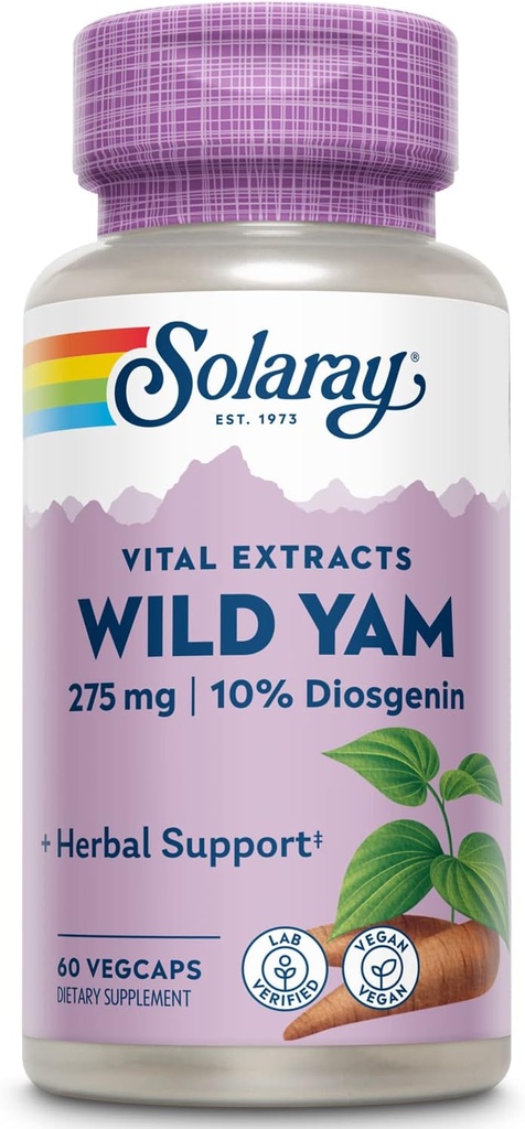 SOLARAY Taattu voima Wild Yam juuriuute juuriuute, Veg Cap (Btl-Plastic) 275mg 60ct