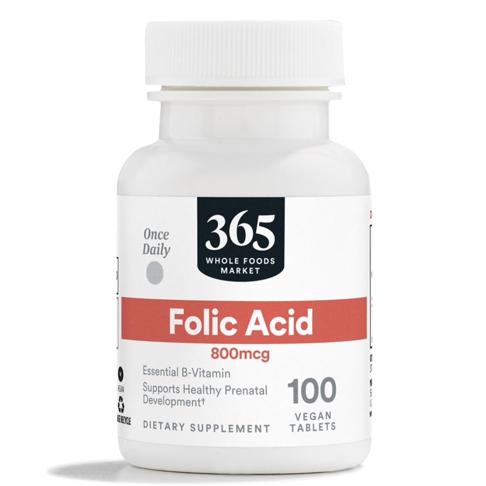 365 av Whole Foods Market, Folic Acid 800 MCG, 100 CT
