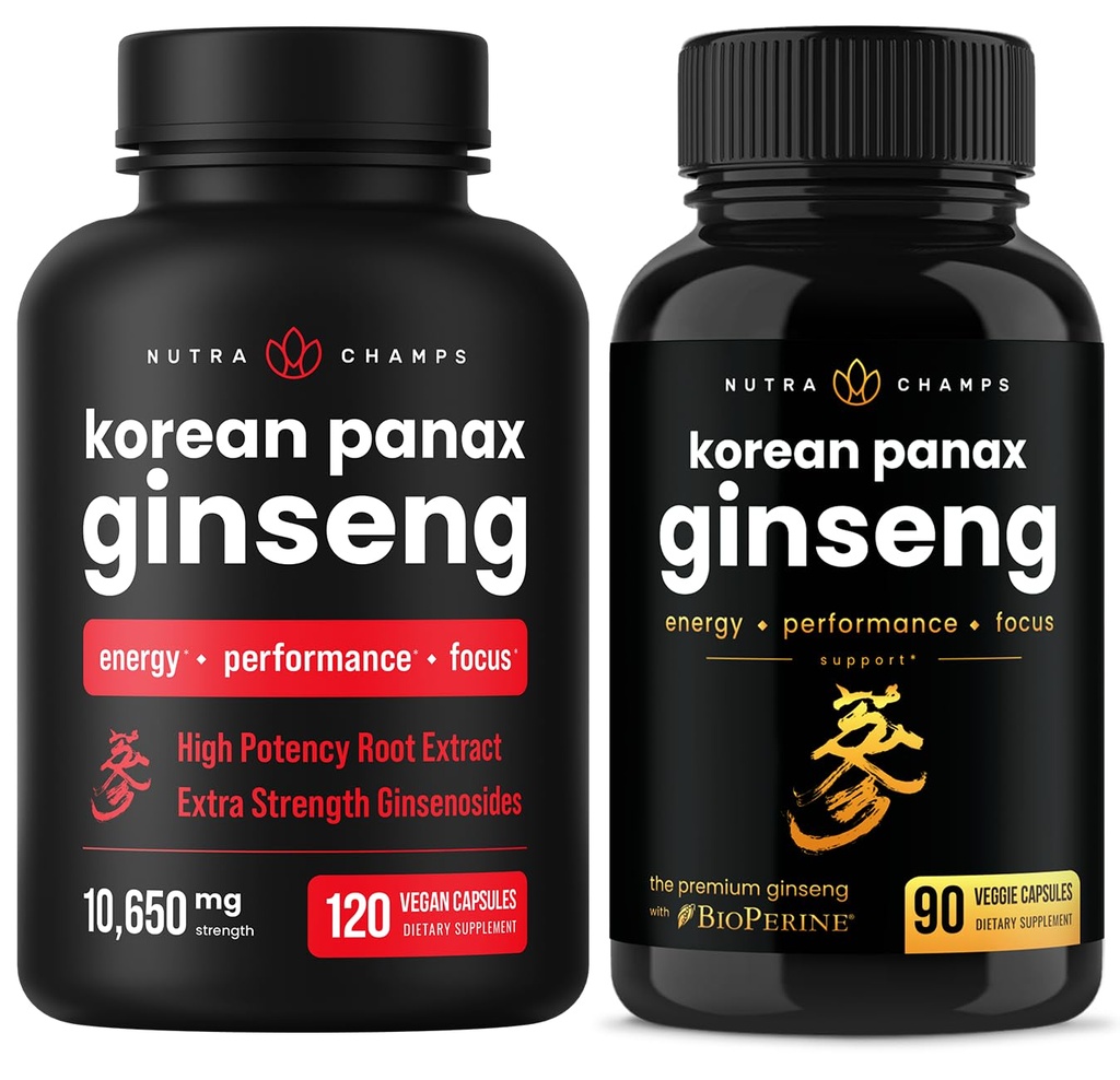 NutraChamps Complete Ginseng Duo - Täydellinen energia, Focus & Stamina Tuki Bundle 
