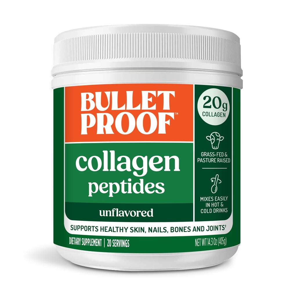 Luodinkestävät Kollageeni Peptides Powder MCT Oil, 14.3 Ounces, Grass-Fed Collagen Protein for Skin, Bone and Joint Support, Pasture Raised, Ei lisätty hormoneja