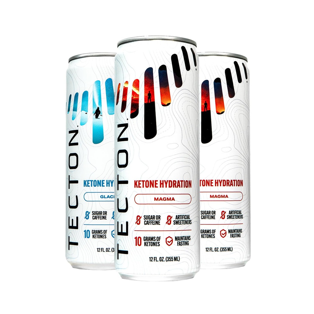 Tecton Ketone Ester-10g BHB Ketone Ester/Serving, Patented Nature Identical Ketones - Sugar-Free, Variety Pack (2 Glacier, 2 Magma), Stimulant-Free