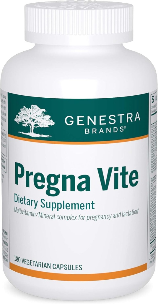 Genestra Brands Pregna Vite ... tukee tervettä raskauden Foolihappoa, D-vitamiinia ja rautaa 180 kapselia