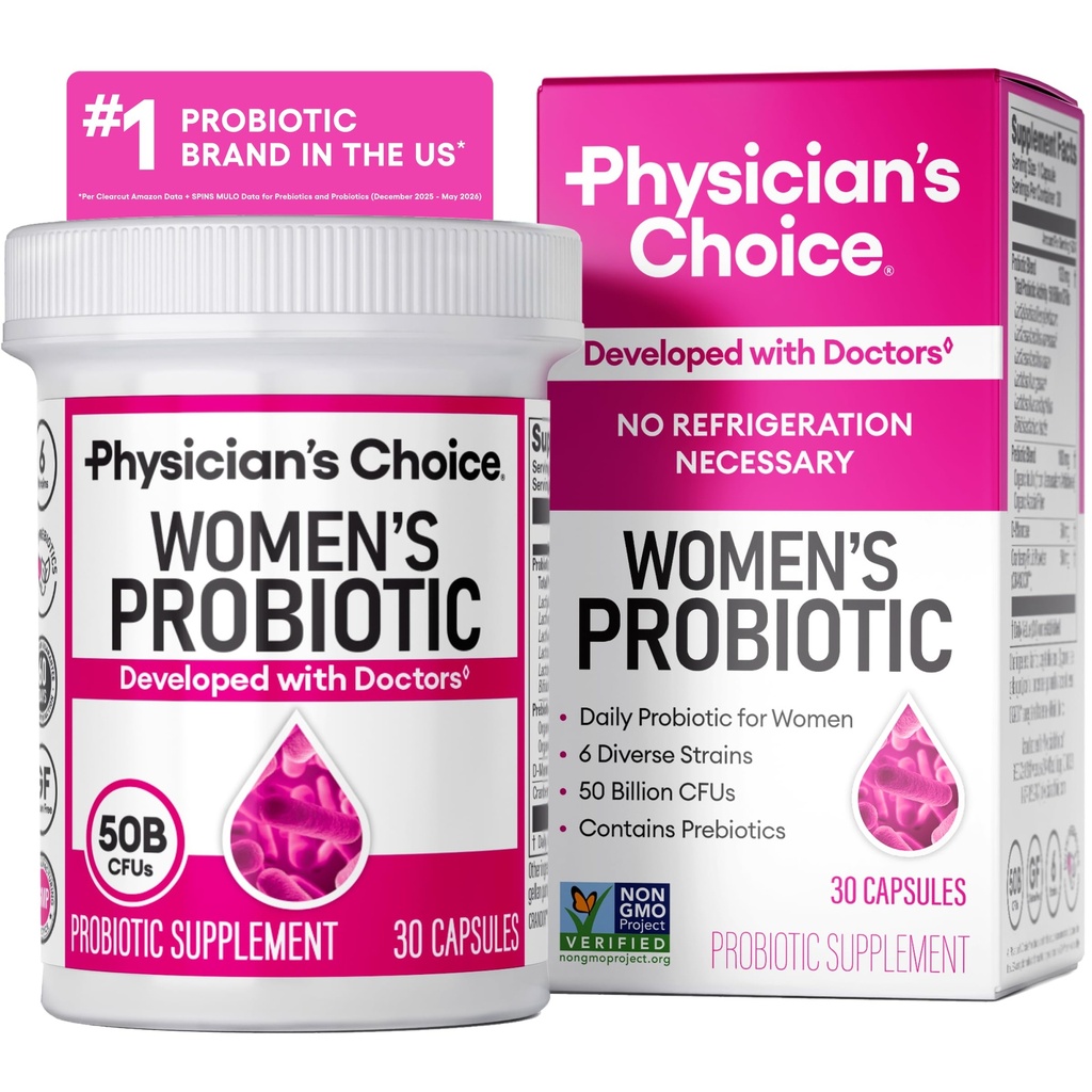 Lääkärin valinta Probiootit naisille - PH Balance, Ruoansulatus, UT, & Feminine Health - 50 miljardia PMY - 6 Ainutlaatuinen kanta Her - Organic Prebiootit, Cranberry Extract+ - Naisten Probiootti - 30 CT