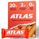 Atlas Protein Bar, 20g proteiinia, 1g sokeria, puhtaita ainesosia, gluteeniton (suklaalajike, 12 laatikko 1)