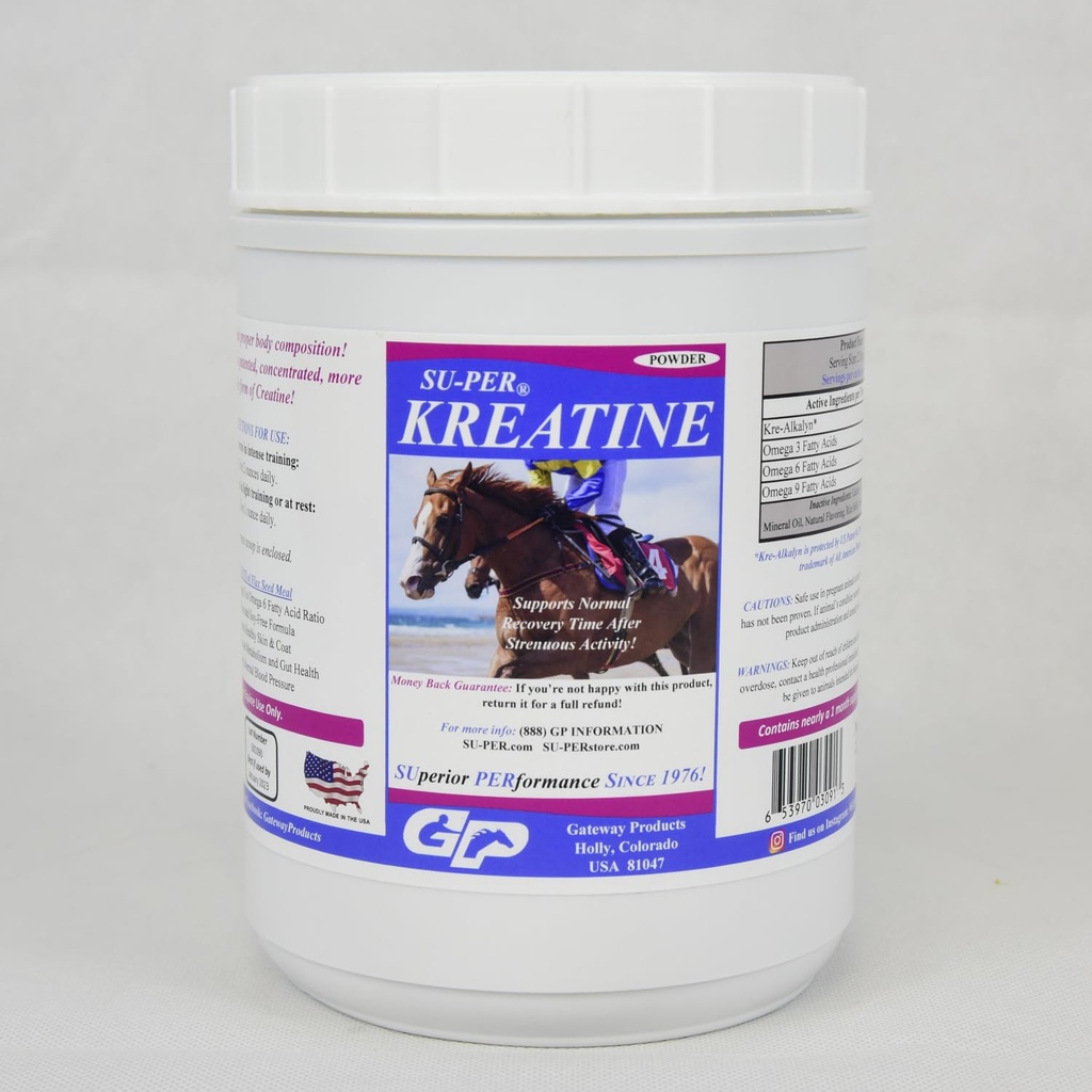 Su-PER Kreatine Energy Horse Supplement - Tukee energian tuotantoa, kestävyyttä ja kestävyyttä - Equine Creatiini Supplement Kre-Alkalyn - 2,5 punta, (2 pakkaus)