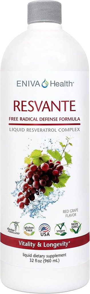 Eniva Resveratrol Supplement Anti-Aging Korkein Potency Saatavilla Pure Eniva ResVante Liquid - 32 Ounce