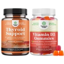 Bundle of Herbal Thyroid Support - Potent Kelp Iodine med L Tyrosine, Bladderwrack, Selenium & Pure Ashwagandha och Vitamin D3 Gummies - Delicious D Adults with 2000IU per Serving for Bone Muscle