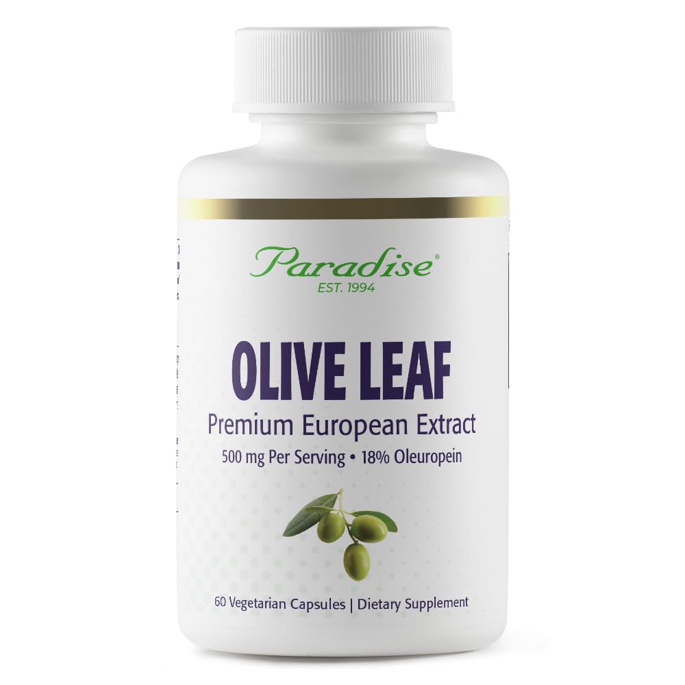 Paradise Yrtit Olive Leaf uute Espanjan Andalusian Olive Trees, Super Potent, Ultra Pure, Ei-GMO, Vegan, Gluteeniton, 60 kasvissyöjän kapselit